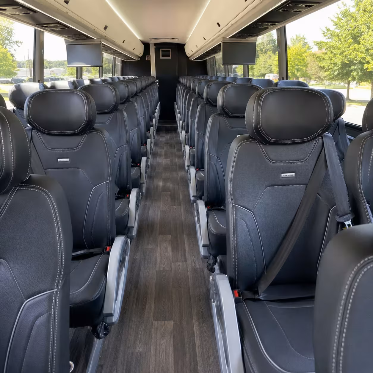 shelby charter bus rental interior